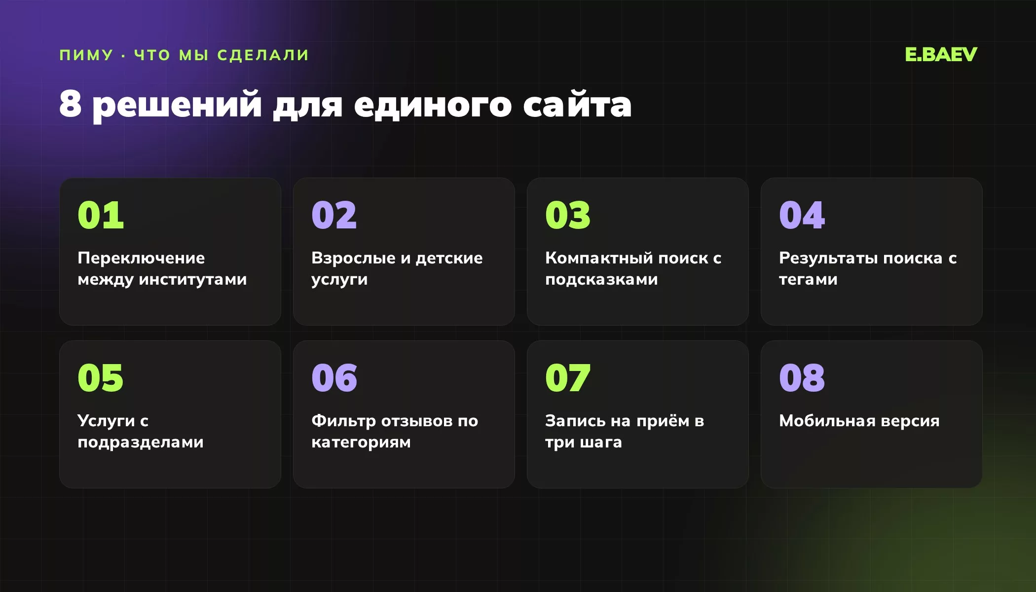 Восемь решений в дизайне единого сайта клиники ПИМУ: от переключения институтов до записи на приём и мобильной версии